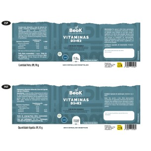 BEOK Vitamina D3 + K2 180 cápsulas vegetales 2